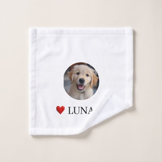 Persoonlijke Hond Liefhebber Foto & Naam Handdoek (Wasdoekje)