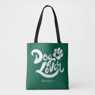 Persoonlijke Hond Liefhebber Handgeschreven Groen Tote Bag