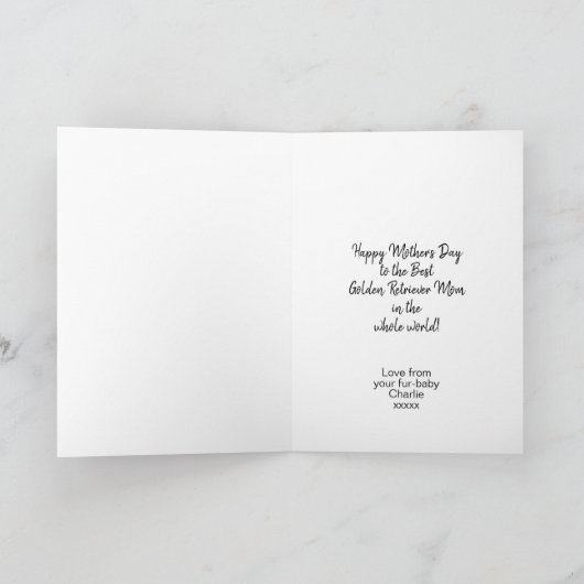 Persoonlijke hond Mam Golden Retriever Moederdag Feestdagen Kaart (Binnen)