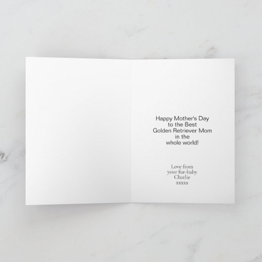 Persoonlijke hond Mam Golden Retriever Moederdag Feestdagen Kaart (Binnen)