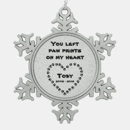 Persoonlijke hond Memorial Tin Sneeuwvlok Ornament