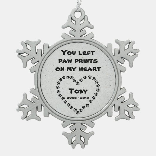 Persoonlijke hond Memorial Tin Sneeuwvlok Ornament (Voorkant)