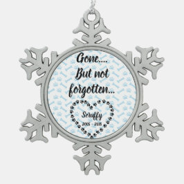 Persoonlijke hond Memorial Tin Sneeuwvlok Ornament
