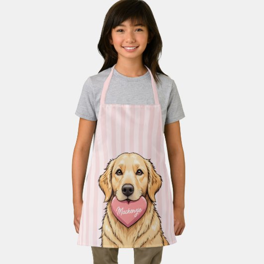 Persoonlijke hond met roze hart schort (Insitu)