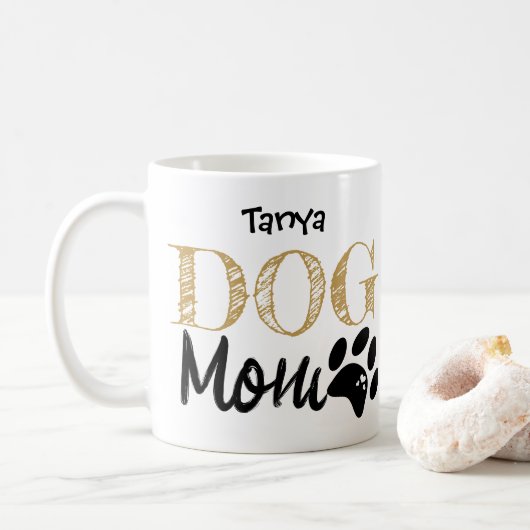Persoonlijke 'Hond Moeder' mok met pootafdruk cade (Met donut)