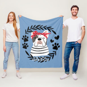 Persoonlijke Hond Naam Vrouwelijke Bulldog Fleece Deken