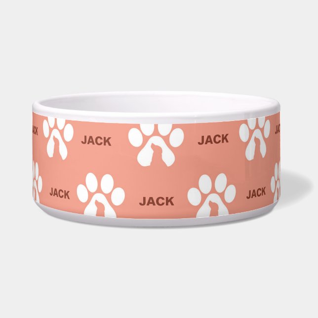 Persoonlijke Hond Pootafdruk Voerbakje (Voorkant)