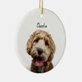 Persoonlijke Hond Portret met Aangepaste Naam Keramisch Ornament (Rechts)