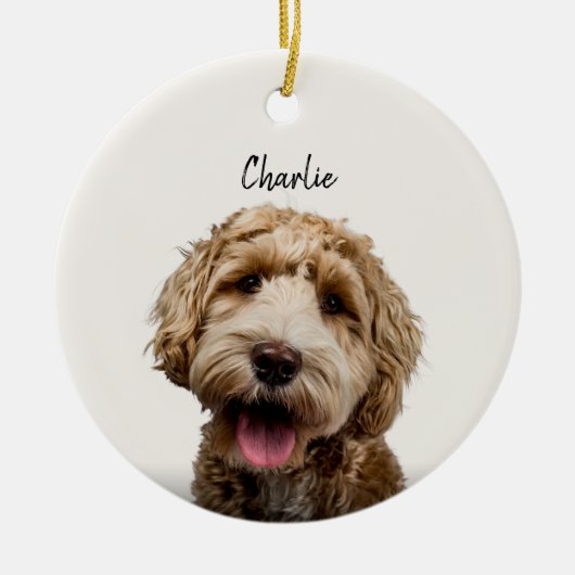Persoonlijke Hond Portret met Aangepaste Naam Keramisch Ornament (Voorkant)