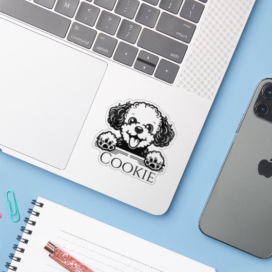 Persoonlijke Hond Sticker (Laptop met iPhone)