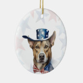 Persoonlijke hond voor 4 juli keramisch ornament (Rechts)