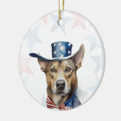 Persoonlijke hond voor 4 juli keramisch ornament (Links)
