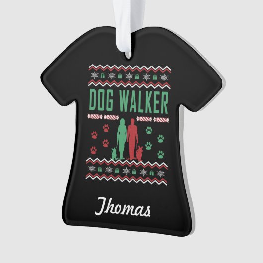 Persoonlijke hond Walker Ugly KerstSweater Ornament (voorkant)
