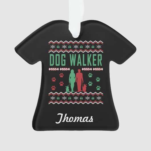 Persoonlijke hond Walker Ugly KerstSweater Ornament (voorkant)