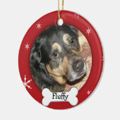 Persoonlijke honden- en voetfotofeestdag keramisch ornament (Links)