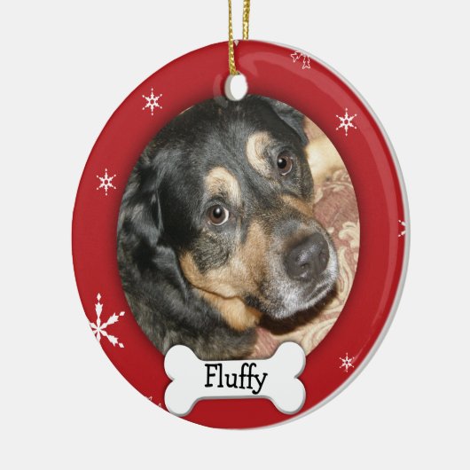 Persoonlijke honden- en voetfotofeestdag keramisch ornament (Links)