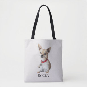 Persoonlijke hondenfoto Aangepaste huisdierennaa Tote Bag