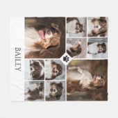 Persoonlijke hondenfoto collage pootafdruk naam fleece deken (Voorkant (Horizontaal))