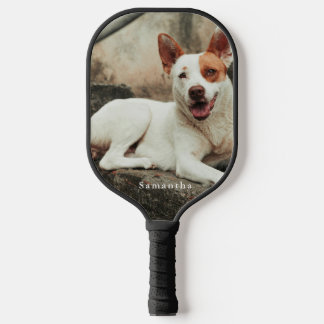 Persoonlijke hondenfoto gezegilde naam pickleball paddle