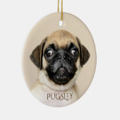 Persoonlijke hondenfoto kerstboom keramisch ornament (Rechts)