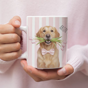 Persoonlijke hondenfoto mok met bloemen