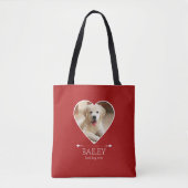 Persoonlijke hondenfoto rood tote bag (Voorkant)