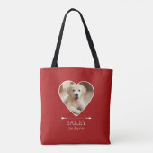 Persoonlijke hondenfoto rood tote bag (Achterkant)