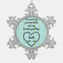 Persoonlijke Hondengedenkplek Tin Sneeuwvlok Ornament