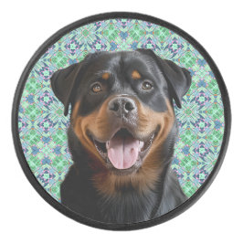 Persoonlijke hondenhuisdier foto groene mandala pa hockey puck