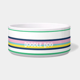 Persoonlijke Hondenkom met Preppy Pastel Strepen Voerbakje