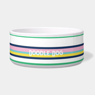 Persoonlijke Hondenkom met Preppy Pastel Strepen Voerbakje