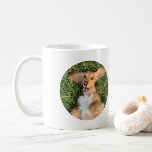 Persoonlijke Hondsfoto met Tekst | Aangepast Cadea Koffiemok (Met donut)