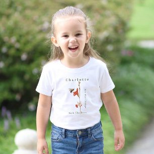 Persoonlijke Honey Bee Rode Bloemige Botanische Kinder Shirts