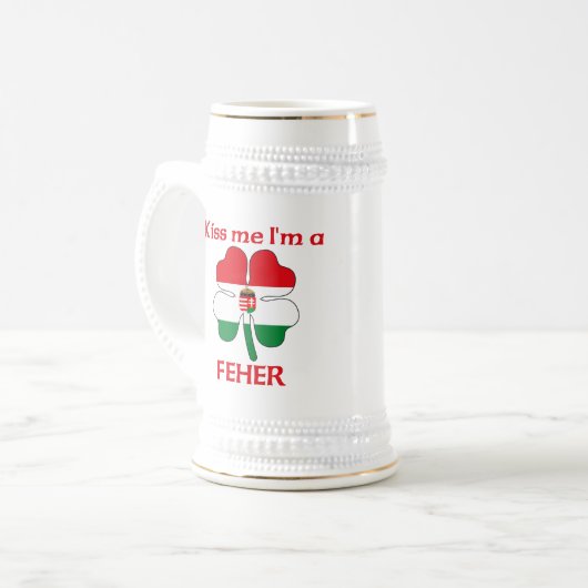 Persoonlijke Hongaarse kus Ik ben feher Bierpul (Voorkant links)