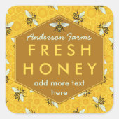 Persoonlijke honingbijen en honingraat vierkante sticker (Voorkant)