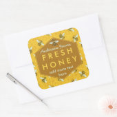 Persoonlijke honingbijen en honingraat vierkante sticker (Envelop)