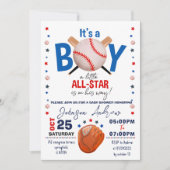 Persoonlijke honkbal baby shower slagman feest roo kaart (Voorkant)