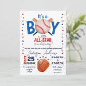 Persoonlijke honkbal baby shower slagman feest roo kaart (Staand voorkant)