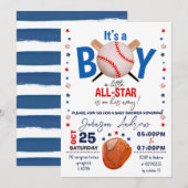 Persoonlijke honkbal baby shower slagman feest roo kaart (Voorkant / Achterkant)