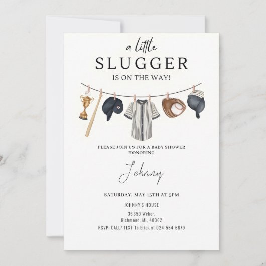 Persoonlijke Honkbal Baby shower Uitnodiging (Voorkant)