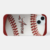 Persoonlijke honkbal iPhone 15 case (Achterkant horizontaal)