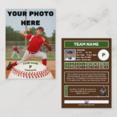 Persoonlijke honkbal Kaart (Gepersonaliseerd pitch Visitekaartje (Voorkant / Achterkant)