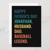 Persoonlijke honkbal legende vader vaderdag feestdagenkaart (Voorkant / Achterkant)