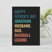 Persoonlijke honkbal legende vader vaderdag feestdagenkaart (Staand voorkant)