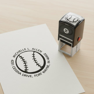 Persoonlijke honkbal ronde retouradresstempel  zelfinktende stempel