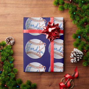 Persoonlijke honkbal sport Kerstmis Cadeaupapier