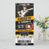 Persoonlijke honkbal ticket verjaardag met foto kaart (Staand voorkant)