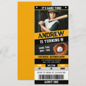 Persoonlijke honkbal ticket verjaardag met foto kaart (Voorkant / Achterkant)