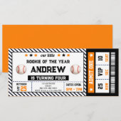 Persoonlijke honkbal ticket verjaardagsuitnodiging kaart (Voorkant / Achterkant)