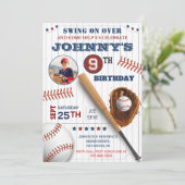 Persoonlijke honkbal verjaardag met foto kaart (Staand voorkant)